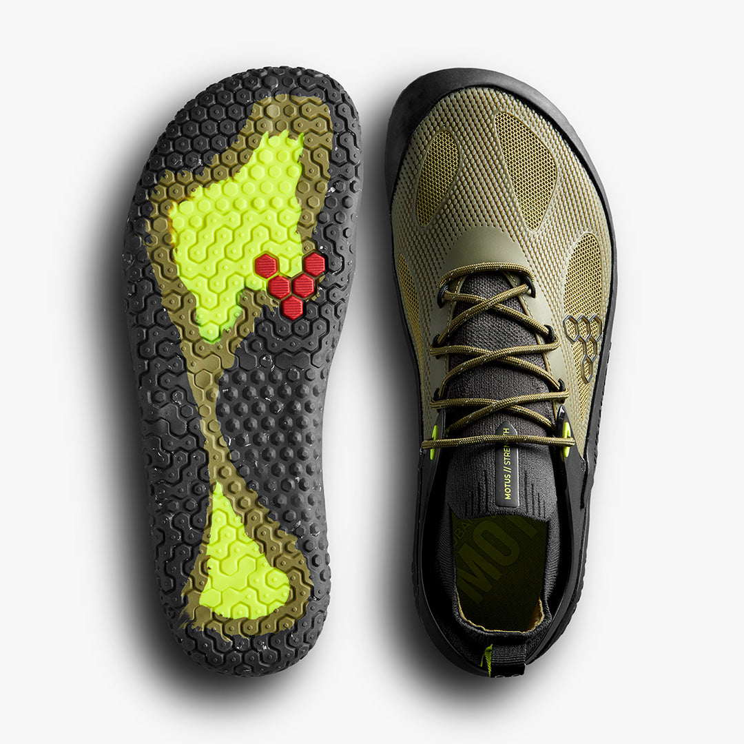 VIVOBAREFOOT - Motus Strength Forest Green/Acid Lime - Deportivas minimalistas para entrenamiento de alto nivel / fuerza