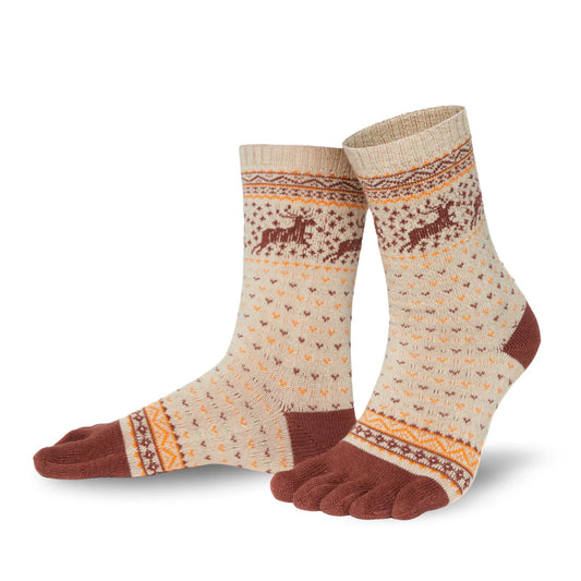 Knitido -  Hossa beige / braun - Calcetines Nórdicos Barefoot Media Caña