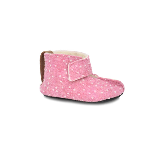 Omaking - Kaku Pink with dots - zapatillas de casa barefoot de lana