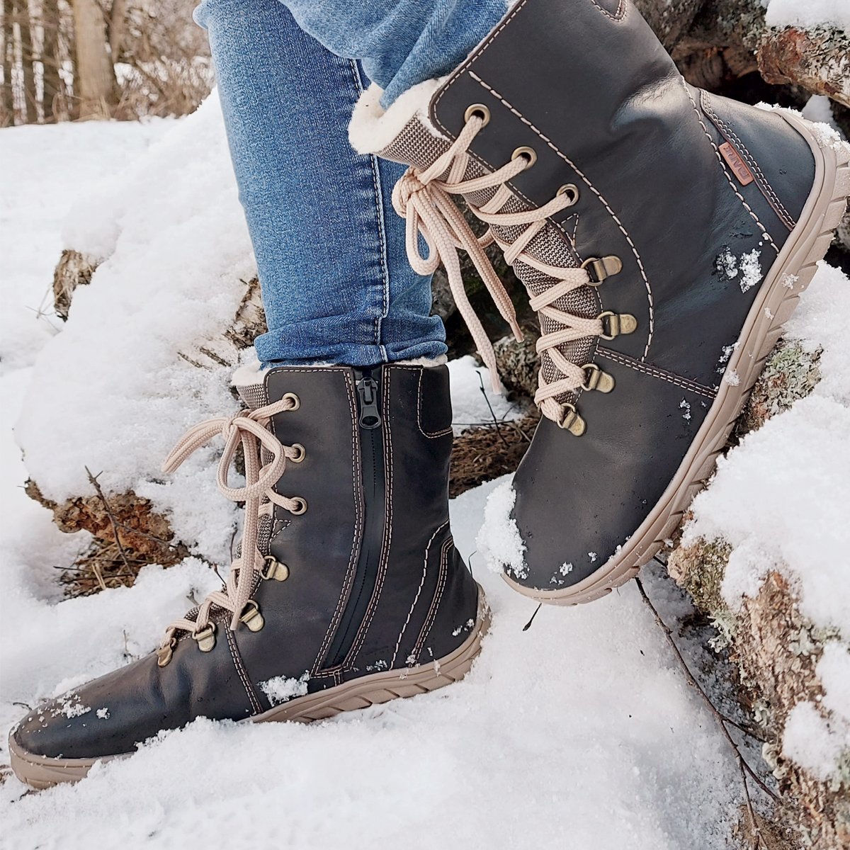 Fare Bare - Winter Dark Grey - Botines barefoot impermeables con forro invernal