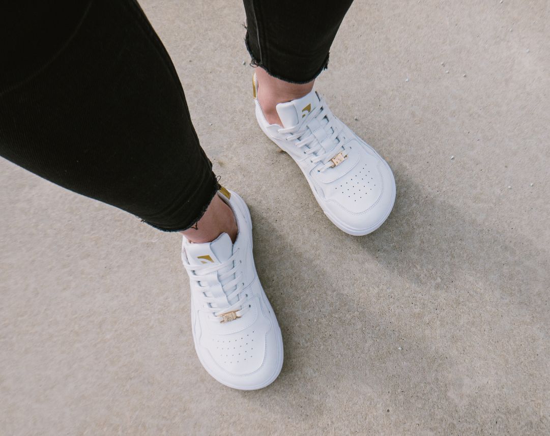 Barebarics - Zing White & Gold Leather- Deportivas barefoot