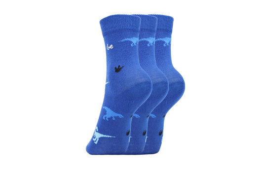 Be Lenka Kids - Crew Dino Royal Blue 3 pack - Calcetines barefoot