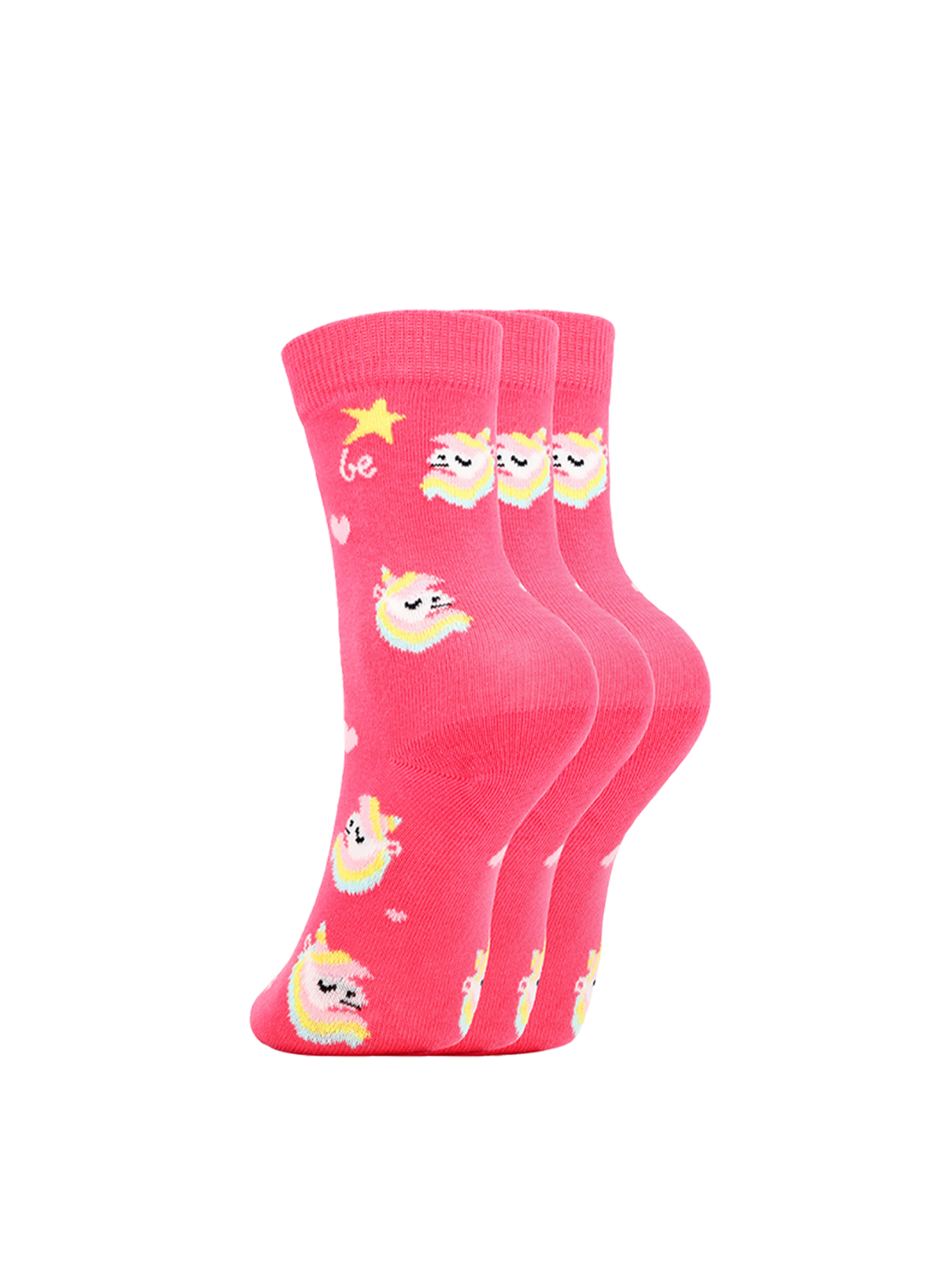 Be Lenka Kids - Crew Unicorn BubleGum Pink 3 pack - Calcetines barefoot